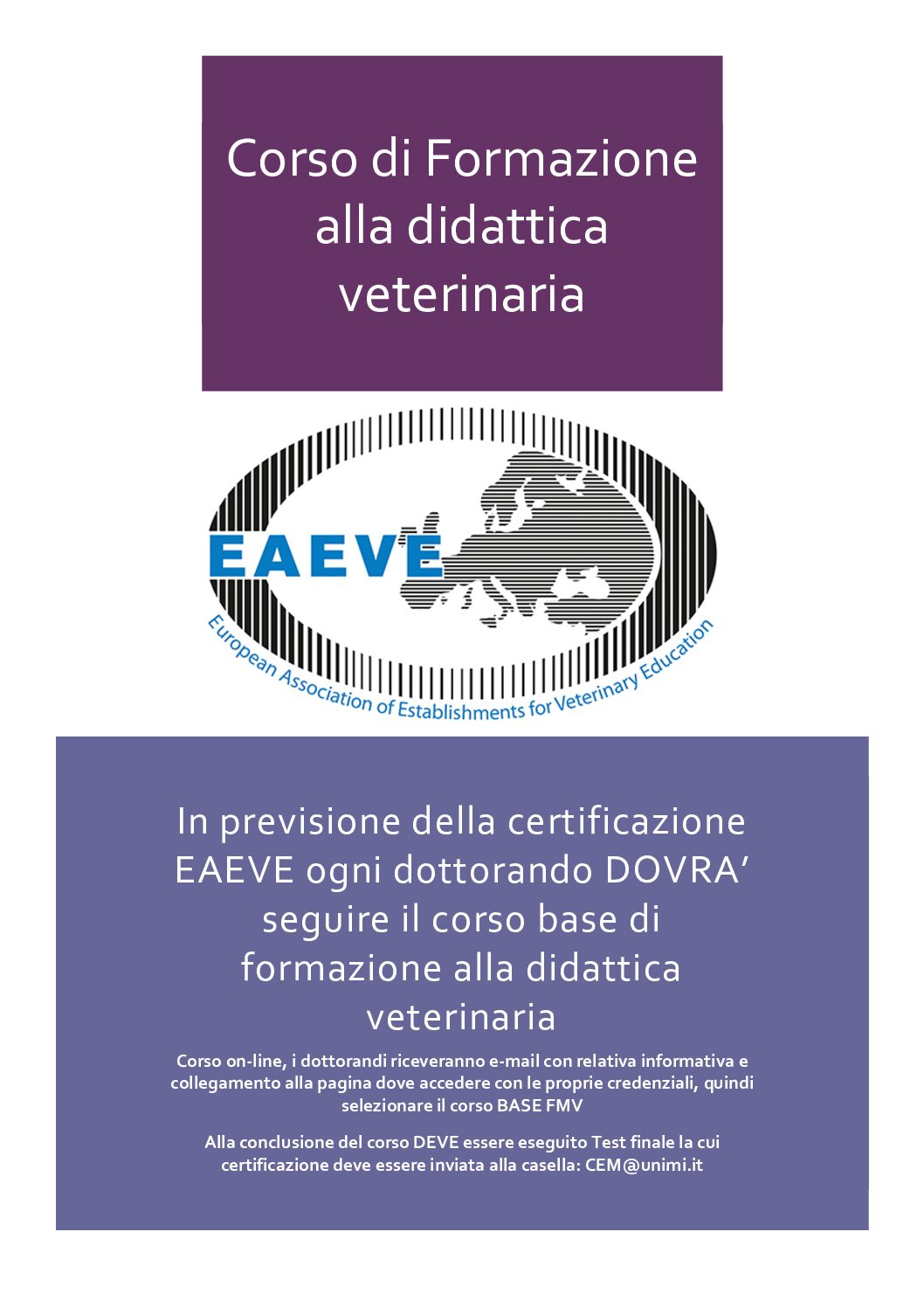 Corso di Formazione alla didattica veterinaria